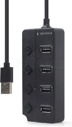 Photo de Hub USB 2.0 Gembird - 4 ports (Noir)