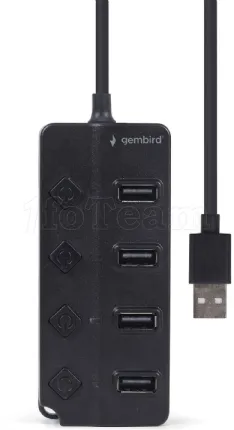 Photo de Hub USB 2.0 Gembird - 4 ports (Noir)