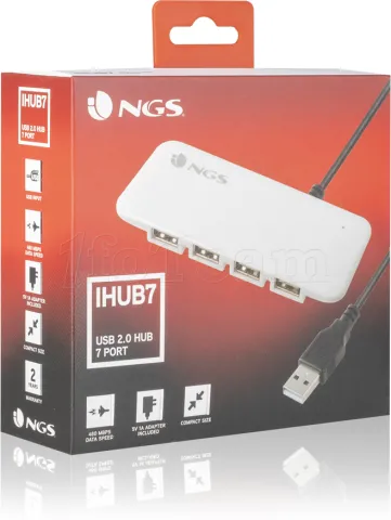 Photo de Hub USB 2.0 NGS iHub - 7 ports (Blanc)
