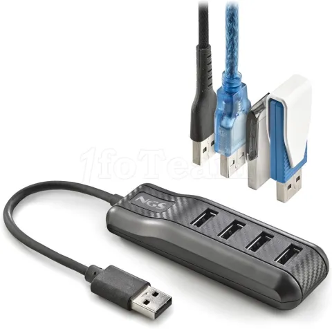 Photo de Hub USB 2.0 NGS Ultra Slim - 4 ports (Noir)