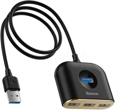 Photo de Hub USB 3.0 Baseus Square Round - 4 ports (Or/Noir)