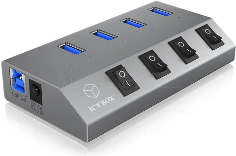 Photo de Hub USB 3.0 Icy Box IB-HUB1405 4 ports avec interrupteurs (Gris)