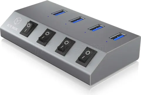 Photo de Hub USB 3.0 Icy Box IB-HUB1405 4 ports avec interrupteurs (Gris)