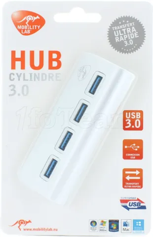 Photo de Hub USB 3.0 Mobility Lab Cylindre 4 ports (Argent)