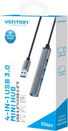 Photo de Hub USB 3.0 Vention - 4 ports 0.15m (Gris)
