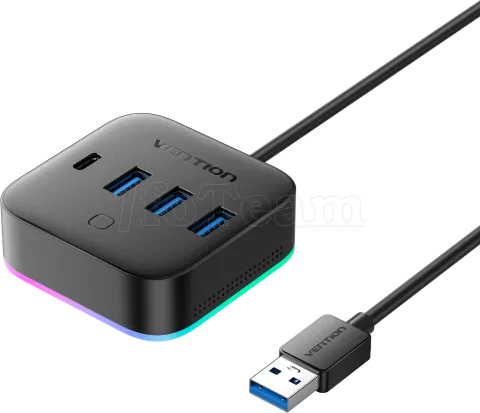 Photo de Hub USB 3.0 Vention - 4 ports 3x USB-A + 2x USB-C RGB 0.25m (Noir)