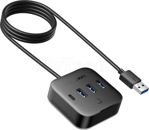 Photo de Hub USB 3.0 Vention - 4 ports 3x USB-A + 2x USB-C RGB 0.25m (Noir)