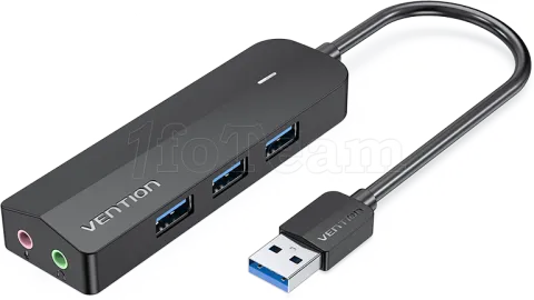 Photo de Hub USB 3.0 Vention - 6 ports 3x USB-A + 2x Jack 3.5mm 0.15m (Noir)