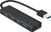 Photo de Hub USB 3.1 Gembird - 4x USB-A et 1x USB-C (Noir)