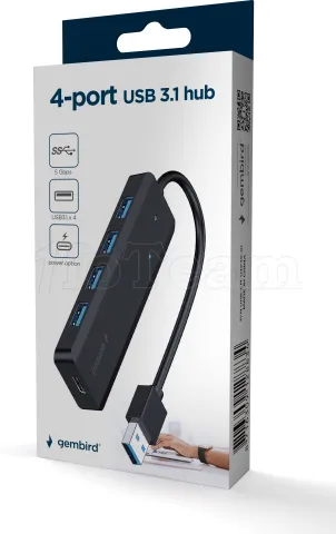 Photo de Hub USB 3.1 Gembird - 4x USB-A et 1x USB-C (Noir)