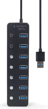 Photo de Hub USB 3.1 Gembird - 7 ports avec interrupteurs (Noir)