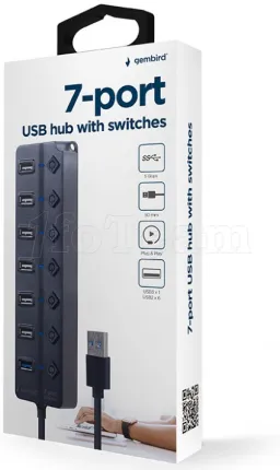 Photo de Hub USB 3.1 Gembird - 7 ports (Noir)
