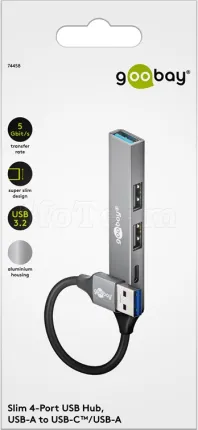 Photo de Hub USB 3.2 Goobay Slim - 4 ports (Gris)
