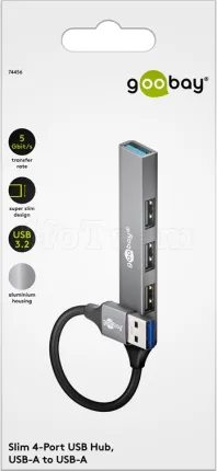 Photo de Hub USB-A 3.2 Goobay Slim - 4 ports (Gris)