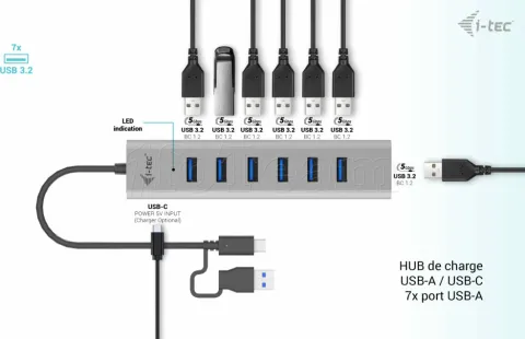 Photo de Hub USB-A/C I-Tec Charging Metal - 7 ports USB 3.0 (Gris)