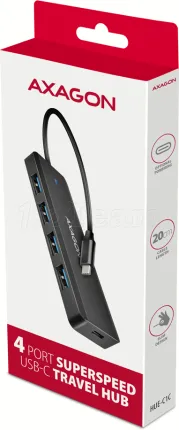 Photo de Hub USB-C 3.0 Axagon HUE-C1C - 4 ports USB-A (Noir)