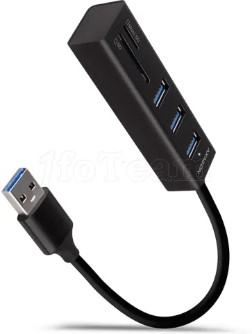 Photo de Hub USB-C 3.0 Axagon iHMA-CR3A - 3 ports USB-A + lecteur de cartes (Noir)