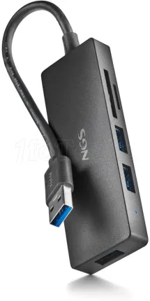 Photo de Hub USB-C 3.0 NGS iHub Reader - 3 ports USB-A + lecteur de cartes (Gris)