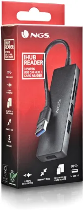 Photo de Hub USB-C 3.0 NGS iHub Reader - 3 ports USB-A + lecteur de cartes (Gris)