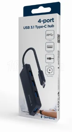 Photo de Hub USB-C 3.1 Gembird - 4 ports (Noir)