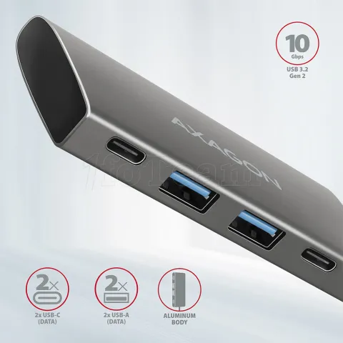 Photo de Hub USB-C 3.2 Axagon HUE-4G2 - 4 ports USB-A/C (Gris)