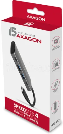 Photo de Hub USB-C 3.2 Axagon HUE-4G2 - 4 ports USB-A/C (Gris)