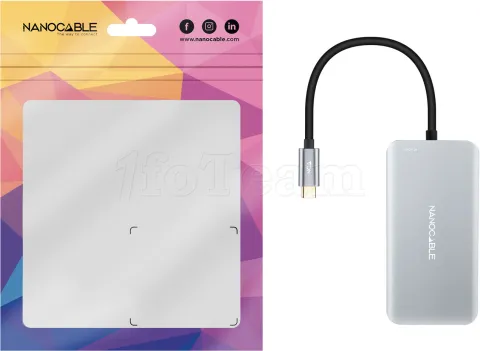 Photo de Hub USB-C 3.2 Nanocable - 3x USB-A et 2x USB-C (Gris)