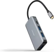 Photo de Hub USB-C 3.2 Nanocable - 3x USB-A et 2x USB-C (Gris)