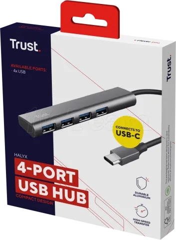 Photo de Hub USB-C 3.2 Trust Halyx - 4 ports (Gris)