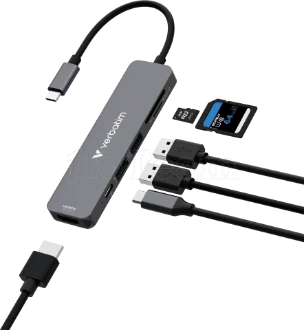 Photo de Hub USB-C 3.2 Verbatim Essentials - 6 ports (Gris)