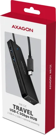 Photo de Hub USB-C Axagon HUE-C2C - 2x USB-A + 2x USB-C 0.19m (Noir)