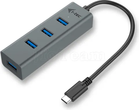 Photo de Hub USB-C I-Tec Charging Metal Pro - 4 ports USB 3.0 (Gris)