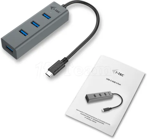 Photo de Hub USB-C I-Tec Charging Metal Pro - 4 ports USB 3.0 (Gris)