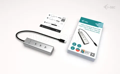 Photo de Hub USB-C I-Tec Charging Metal Pro - 5 ports USB-C 3.0 (Gris)