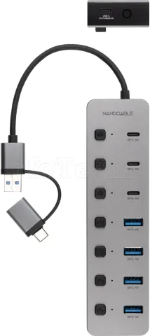 Photo de Hub USB-C / USB- A  Nanocable - 7 ports (Gris)