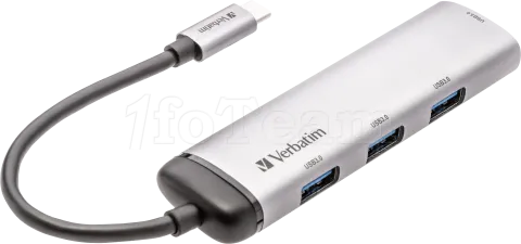 Photo de Hub USB Type C Verbatim - 4 ports USB 3.2 (Argent)