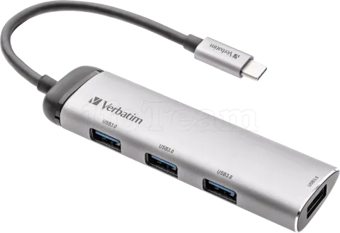 Photo de Hub USB Type C Verbatim - 4 ports USB 3.2 (Argent)