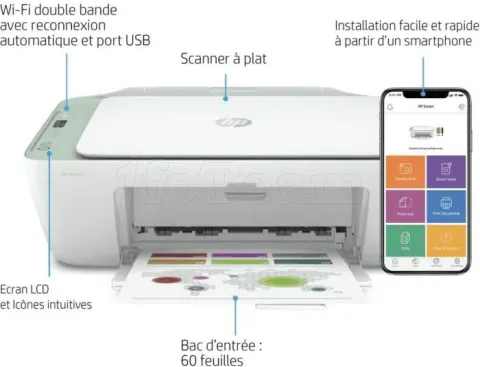 Photo de Imprimante Multifonction HP Deskjet 2722e (Blanc)