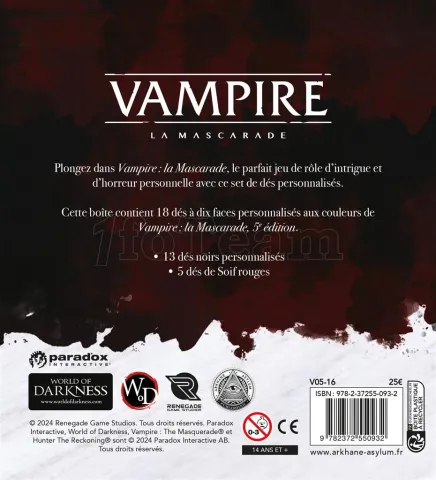 Photo de Jeu de Rôle : Vampire la Mascarade - Set de Dés