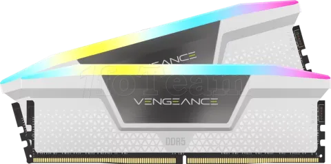 Photo de Kit Barettes mémoire 32Go (2x16Go) DIMM DDR5 Corsair Vengeance RGB 6000MHz (Blanc)