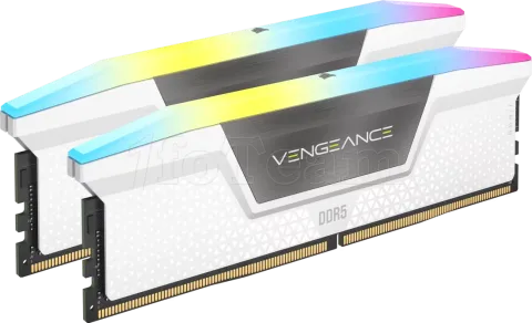 Photo de Kit Barettes mémoire 32Go (2x16Go) DIMM DDR5 Corsair Vengeance RGB 6000MHz (Blanc)