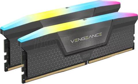 Photo de Kit Barettes mémoire 32Go (2x16Go) DIMM DDR5 Corsair Vengeance RGB 6000MHz (Noir)