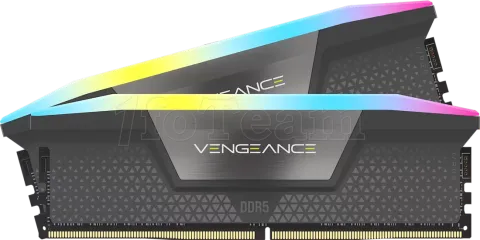 Photo de Kit Barettes mémoire 32Go (2x16Go) DIMM DDR5 Corsair Vengeance RGB 6000MHz (Noir)