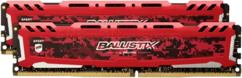 Photo de Kit Barrettes mémoire 16Go (2x8Go) DIMM DDR4 Ballistix Sport LT  3200Mhz (Rouge)