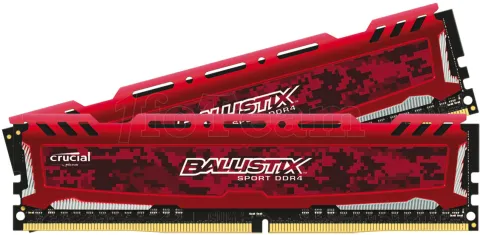 Photo de Kit Barrettes mémoire 16Go (2x8Go) DIMM DDR4 Ballistix Sport LT  3200Mhz (Rouge)