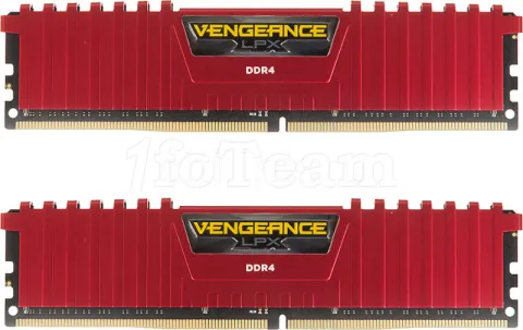 Photo de Kit Barrettes mémoire 16Go (2x8Go) DIMM DDR4 Corsair Vengeance LPX  2400Mhz (Rouge)