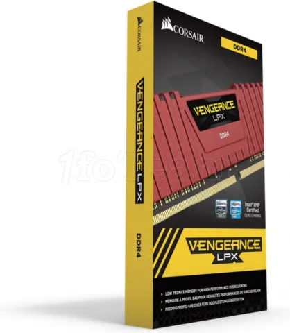 Photo de Kit Barrettes mémoire 16Go (2x8Go) DIMM DDR4 Corsair Vengeance LPX  2400Mhz (Rouge)