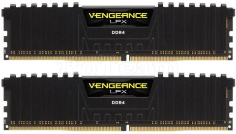 Photo de Kit Barrettes mémoire 16Go (2x8Go) DIMM DDR4 Corsair Vengeance LPX 2666Mhz (Noir) optimisé Ryzen