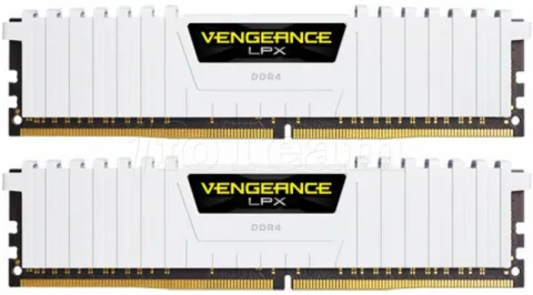 Photo de Kit Barrettes mémoire 16Go (2x8Go) DIMM DDR4 Corsair Vengeance LPX  3000Mhz (Blanc) CL15