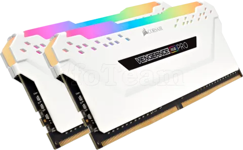 Photo de Kit Barrettes mémoire 16Go (2x8Go) DIMM DDR4 Corsair Vengeance Pro RGB  2666Mhz (Blanc)